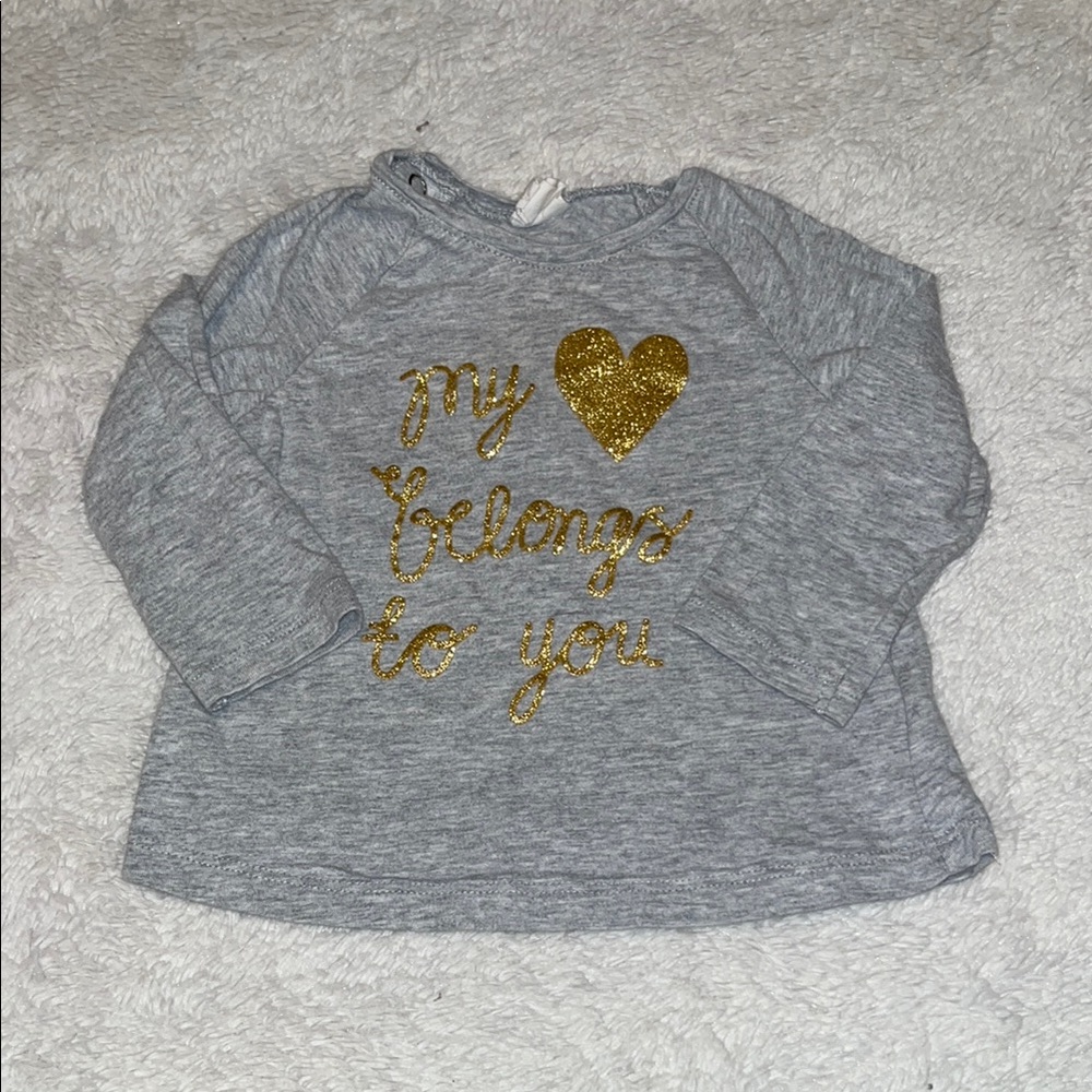H&M Gray baby Shirt with Gold Heart